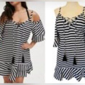 Torrid Striped Cold Shoulder Dress